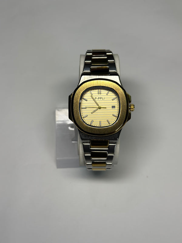 PATEK PHILIPPE-NAUTILUS- TWO TONE GOLDEN BRANDED WATCH
