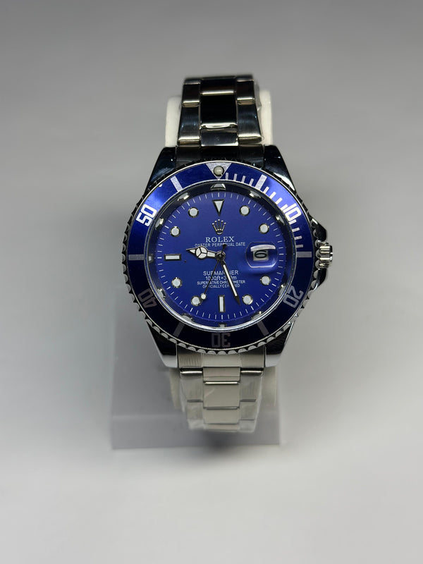 ROLEX BLUE DIAL & SILVER CHAIN-PREMIUM-STAINLESS STEEL